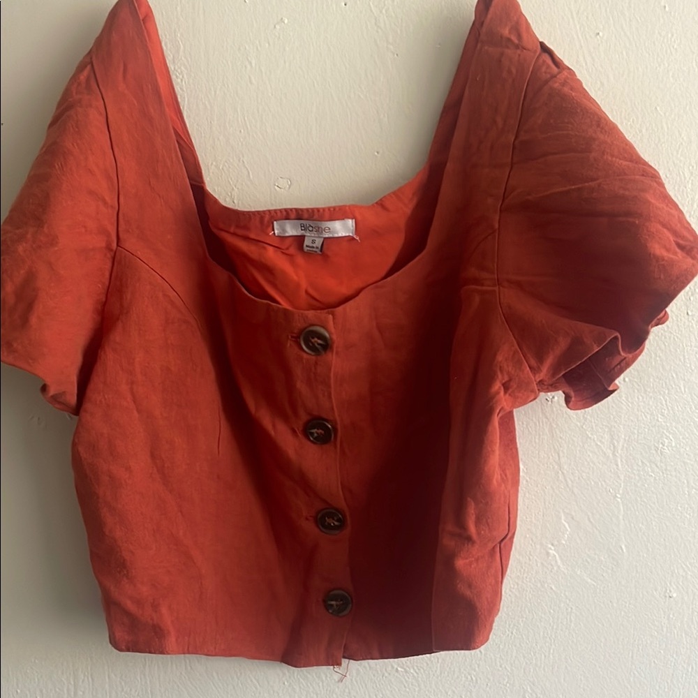 Bold Orange Button-Up Top